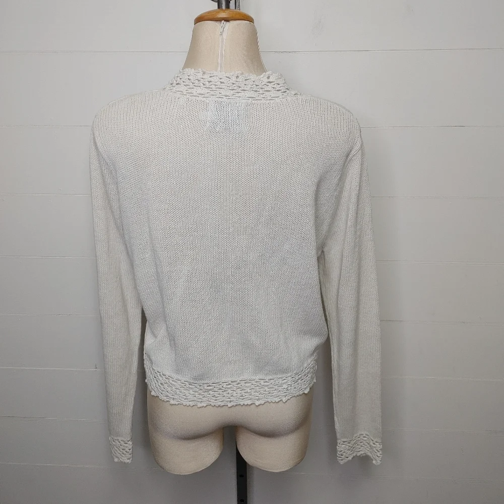 Vintage Hand Crafted Ramie Cotton Rosebud Crochet Cardigan Size S/M - Picture 6 of 12